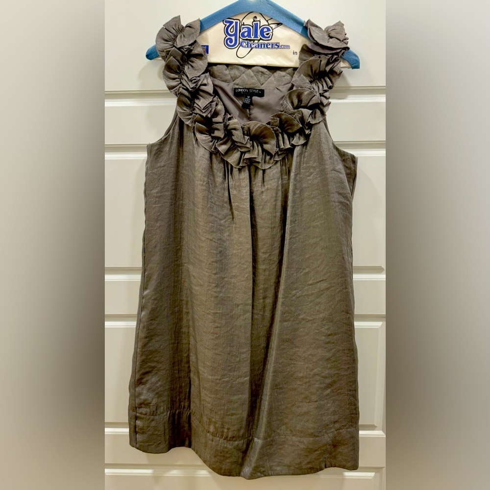 London Style Pewter metallic sheen cocktail dress